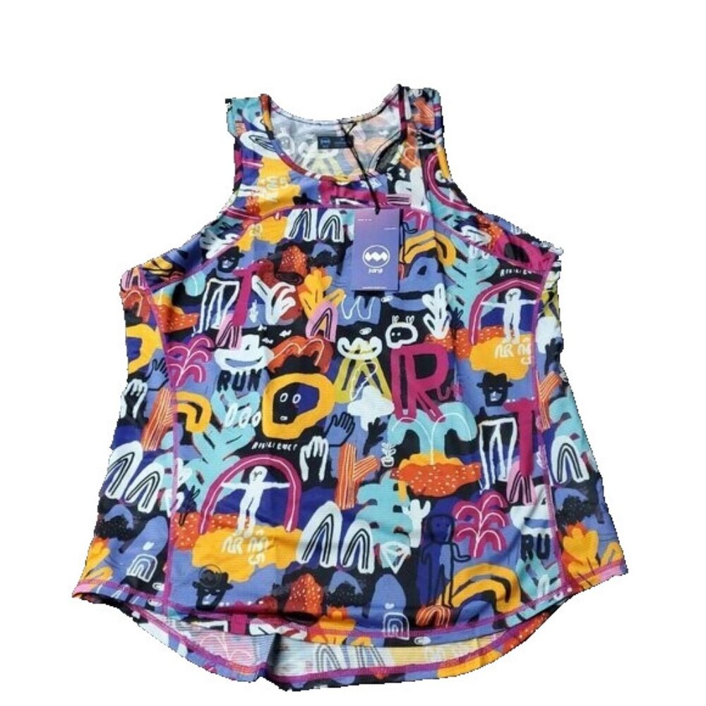 NEW $58 Janji Tank Top Womens M Medium Artist Series Helio Tech Multicolor